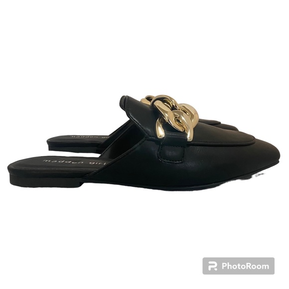 Madden Girl (Steve Madden brand) Slide Loafers w/ Chain - Picture 3 of 6
